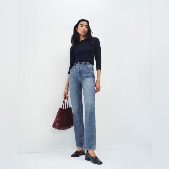 Reformation Denim - reformation cynthia high relaxed jean in antigua blue cropped